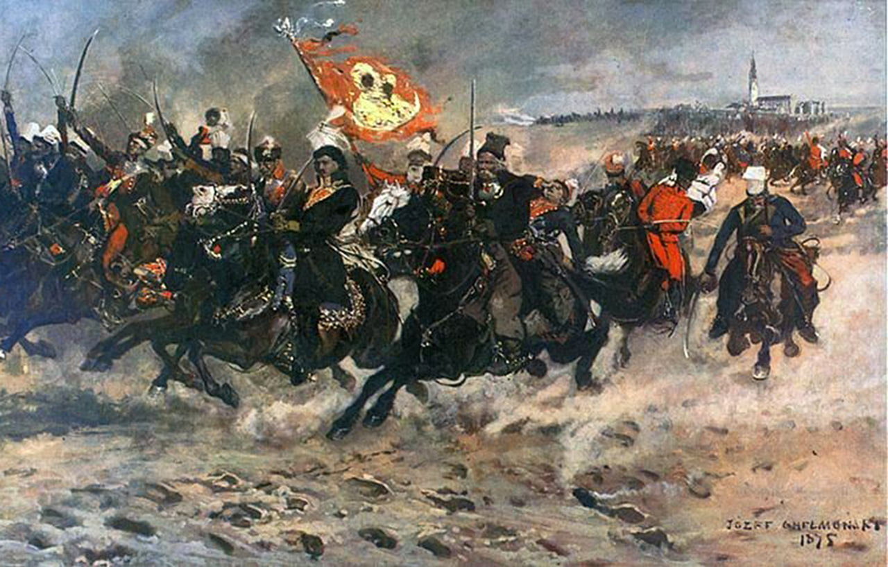 Konfederacji Barscy w natarciu pod Częstochową. Źródło - odyssynlaertesa.wordpress.com 
