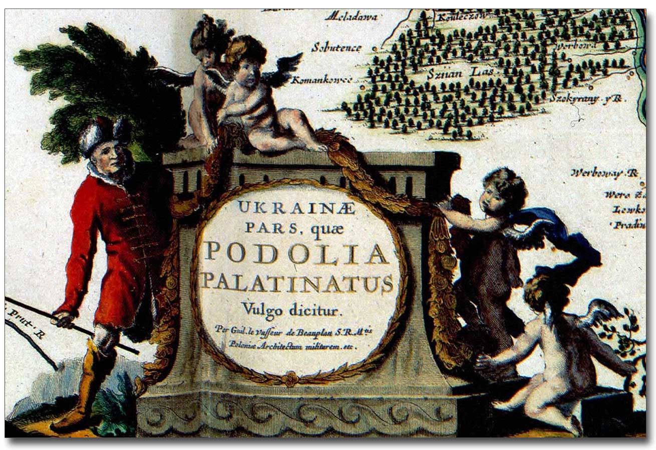 Fragment starej mapy Boplana z XVII wieku